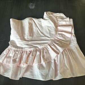 Zara Pink Ruffle Strapless Top